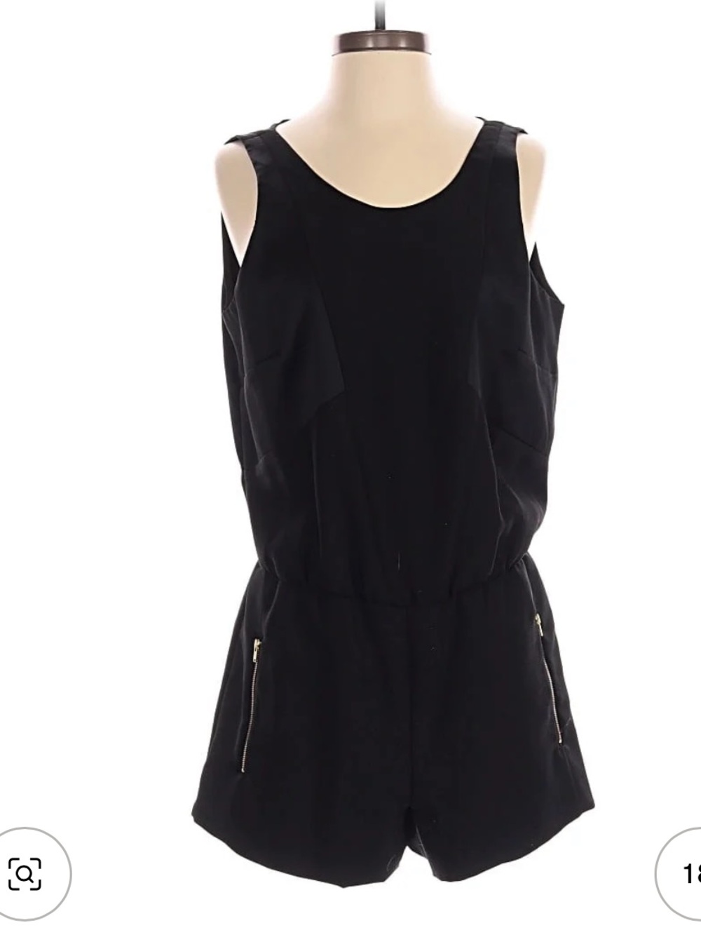 Parker Black Sleeveless Mini Romper with Gold Zips